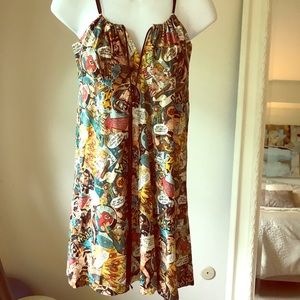 Vintage comic print mini dress